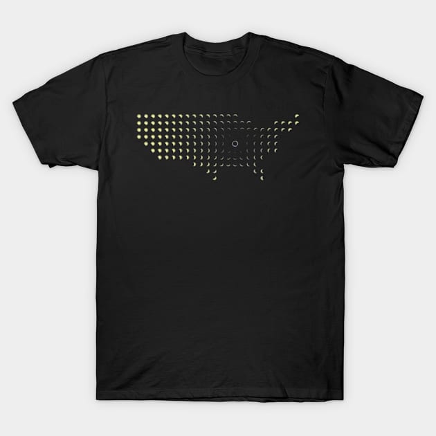 Total Lunar Eclipse American Map August 21 2017 T-Shirt by phuson2992